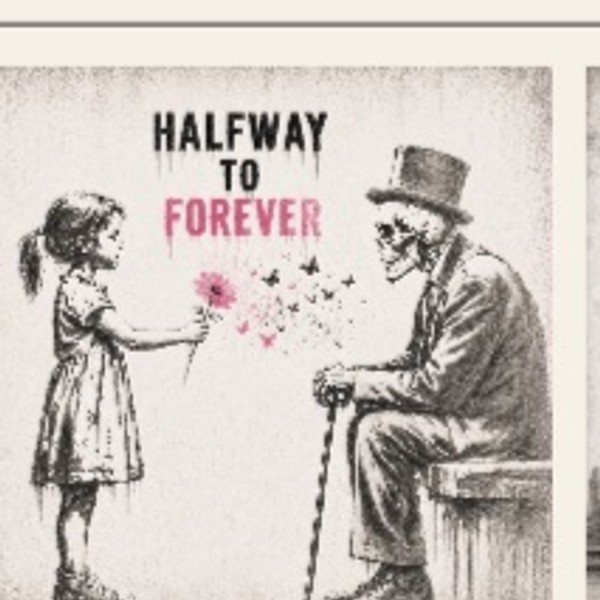 Halfway To Forever — song artwork: a young girl handing a flower to an old man on a bench